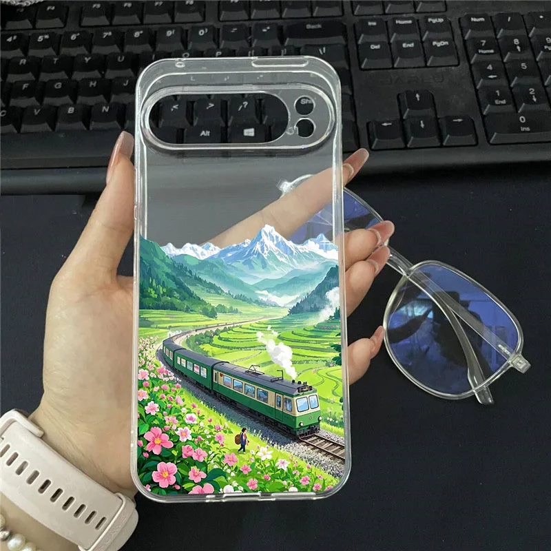 Seaside Scenery Mountain Flower Landscape Clear Soft TPU Phone Case