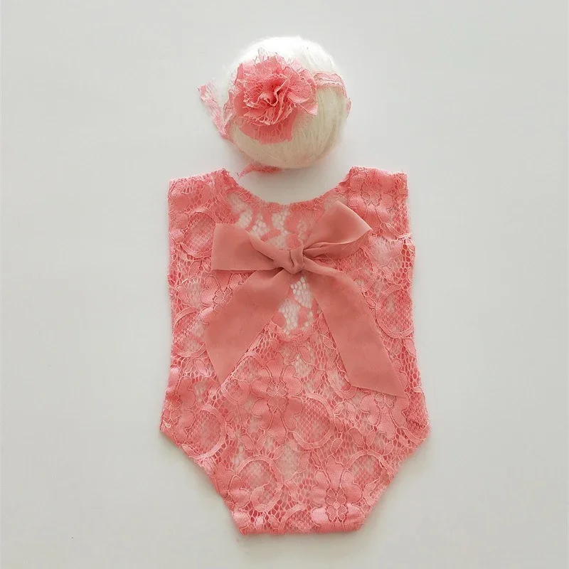 

2PCS/set Baby Girl Dress Photo Costume Newborn Photography Props Hat Lace Romper Bodysuits Outfit Infant Studio Shoot Photo