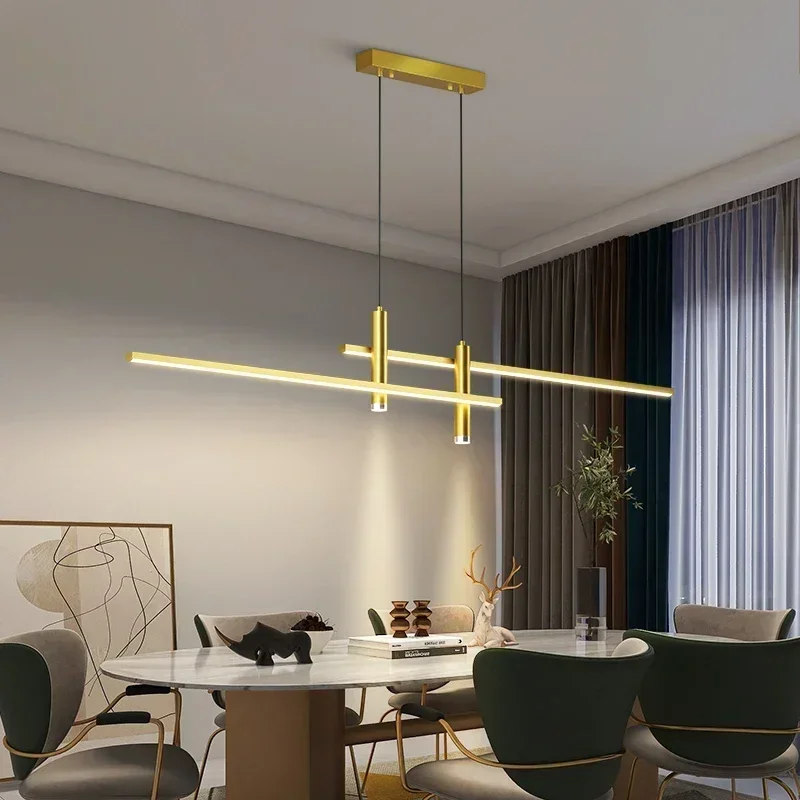 Led lamp Modern LED Pendant Lamp Dimmable Dining Table Kitchen Minimalist Black Gold Chandelier Home Decor Lighting Lusters Fixtures