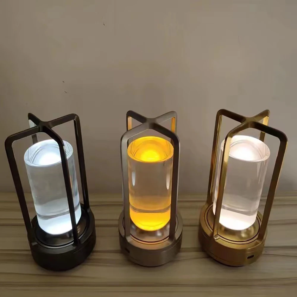 crystal lamp Plastic bedside table bedroom led Touch table lamp Restaurant decoration atmosphere Night light 2