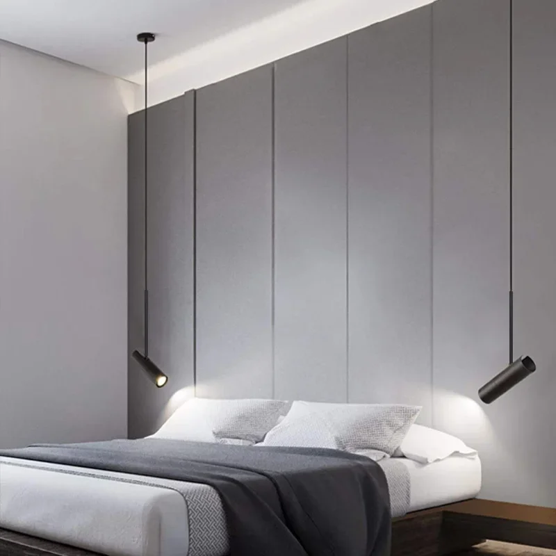 Nordic Modern Concise Pendant Light Black Chandelier for Bedroom Bedside Reading Bar Coffee Decor Hanging Lamp Adjustable Angle 2