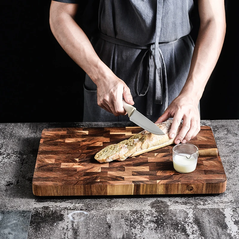 Acacia wood Solid wood cutting board Home kitchen solid geometric grid splicing wooden cutting board