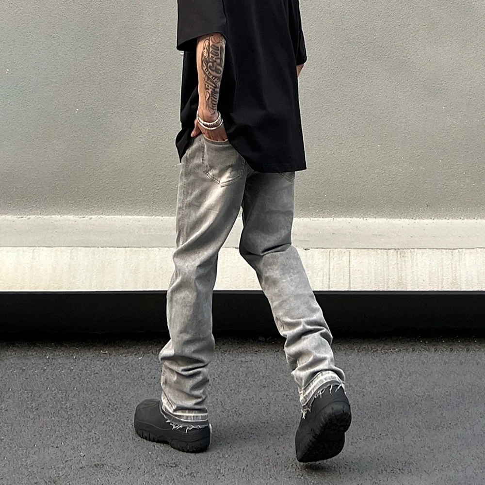 Skinny Jeans Men Gray Summer High Street Pantalones Hombre Simple Slim Trousers Streetwear Vintage Fit Autumn Y2k Denim Pants 4