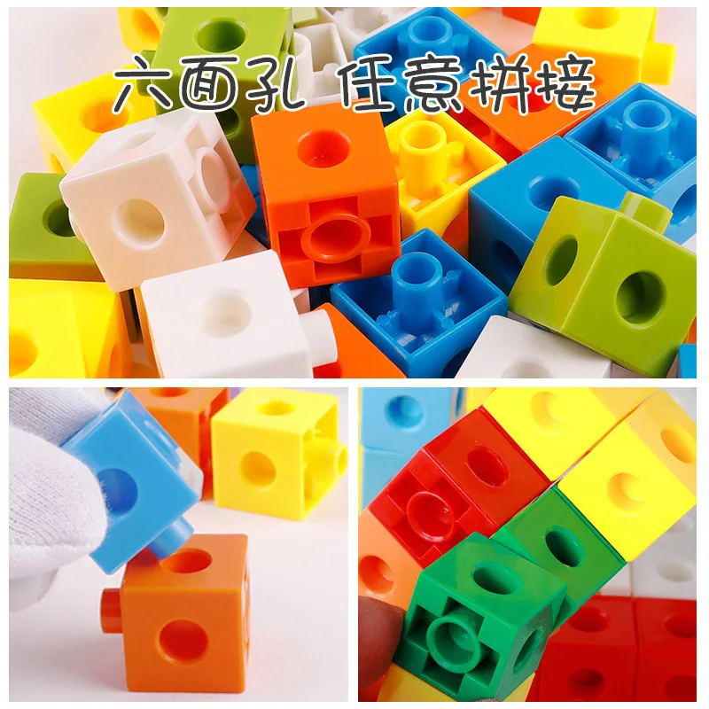 Math Blocks Linking Cubes Set - Educational Learning Toy with Activity Cards, 100-Piece Counting Set