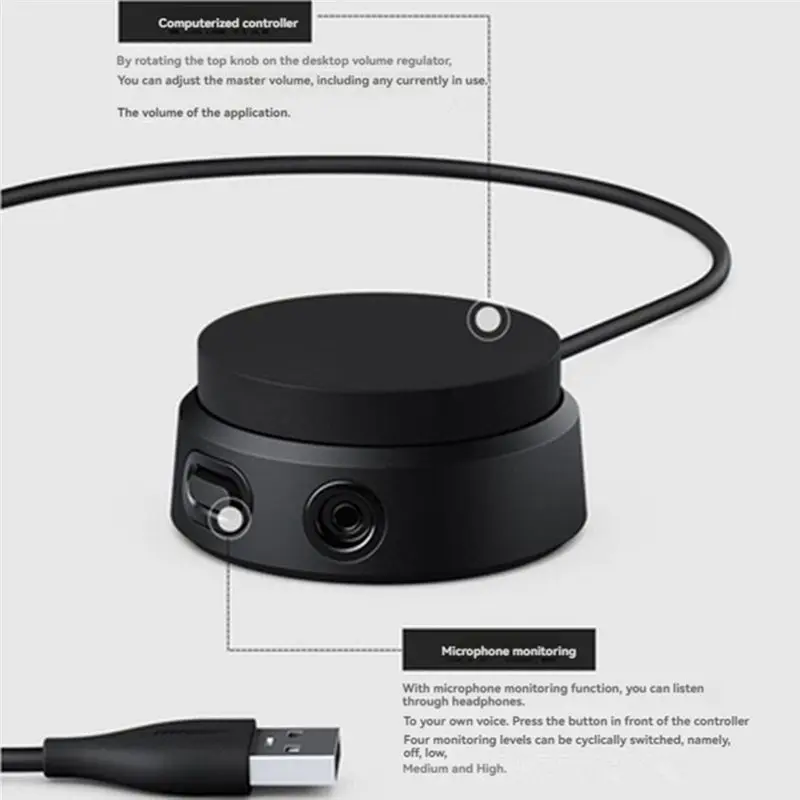 YSS-USB 볼륨 컨트롤러 오디오 컨트롤러 케이블 (A10 Bose QC35 QC45 3.5mm 헤드폰용)