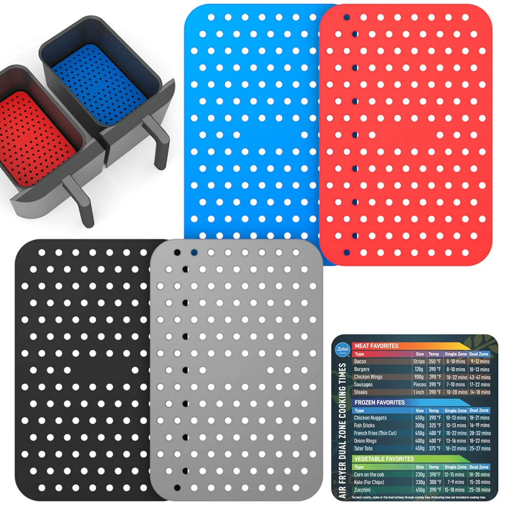 2 Pezzi Riutilizzabile Friggitrice Ad Aria Pad In Silicone Rettangolo Airfryer Liner Pad Tappetino Da Forno Antiaderente Per Ninja Foodi Accessori Da 