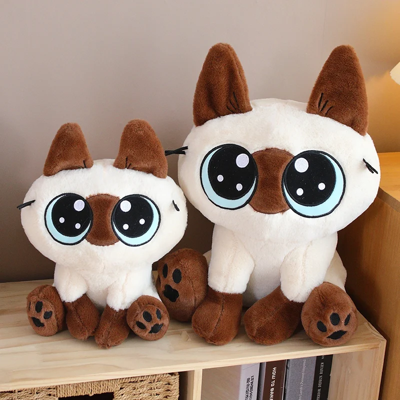 35-60cm Cute Siamese Cat Cartoon Stuffed Plush Animal Baby Cuddly Toy Soft Sleep Pillow Kawaii Deco for Kids Girls Birthday Gift