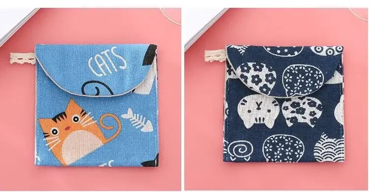 Description Picture 2 of itemNew Sanitary Pad Pouch Mini Folding Women Cute Bag for Gaskets Napkin Towel Storage Bags Pouch Case Sanitary Pad Organizer