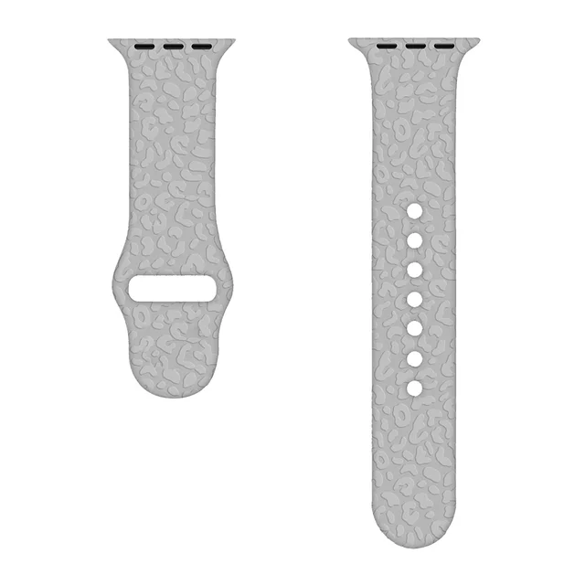 Sport Strap for Apple Watchband 44mm 40mm 38mm 42mm 41mm 45mm Printed Silicone Bracelet for iwatch series 7 6 5 4 3SE watch band Leopard-grey