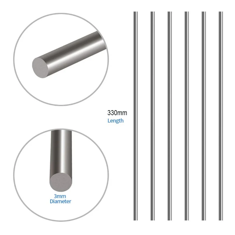 304 Stainless Steel Rod Diameter 2mm-14mm Linear Shaft Metric Round Rod Ground Length 125mm/200mm/250mm/330mm 1/5pcs