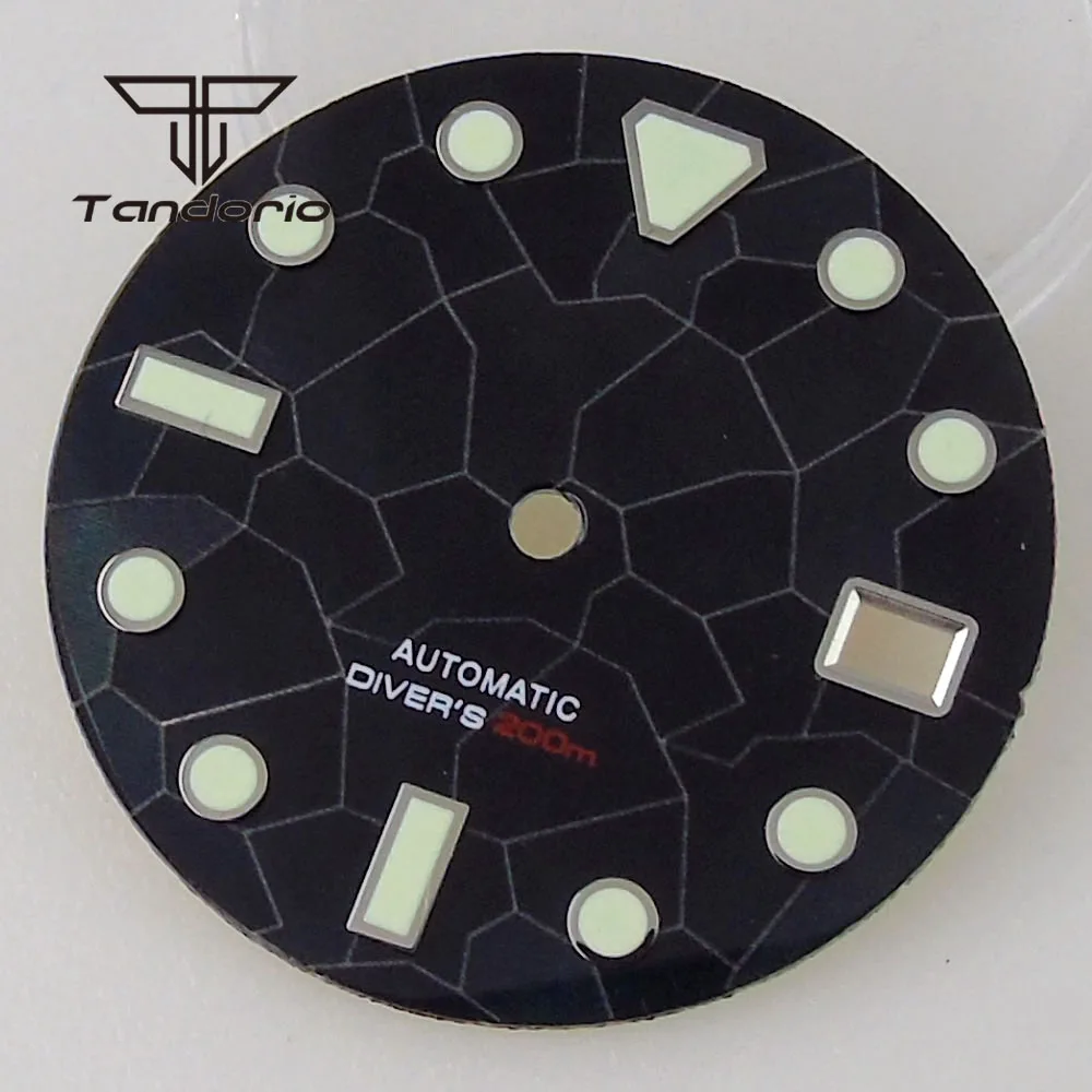 Green Luminous Mother of Pearl Watch Dial with Date Window and Hands Set