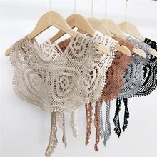

Solid Color Knitted Triangle scarf Women Neckerchief Lace Hair Head Scarf Scarf Triangle Scarf Crochet Floral Hollow Shawl Wraps