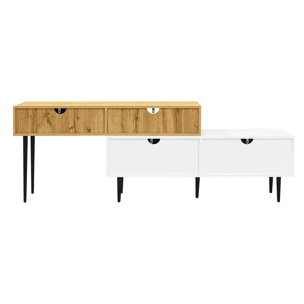 Moderner TV-Ständer mit Marmor- und Holzschnitzerei-Design, PVC-Kante, Eisenbeine, dunkle Holzfarbe, platzsparend, langlebig und langlebig – Detail 32
