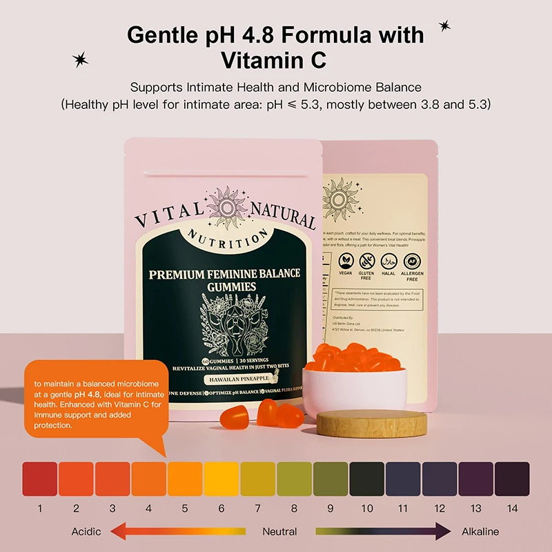 Feminine Balance Gummies PH Level Vaginal Ph Balance Healthy Vaginal Flora &Yeast Support Health Odor