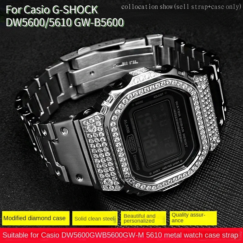 For CASIO DW-5600 GWM5610 GWB5600 DW5600 Diamond Inlaid Strap