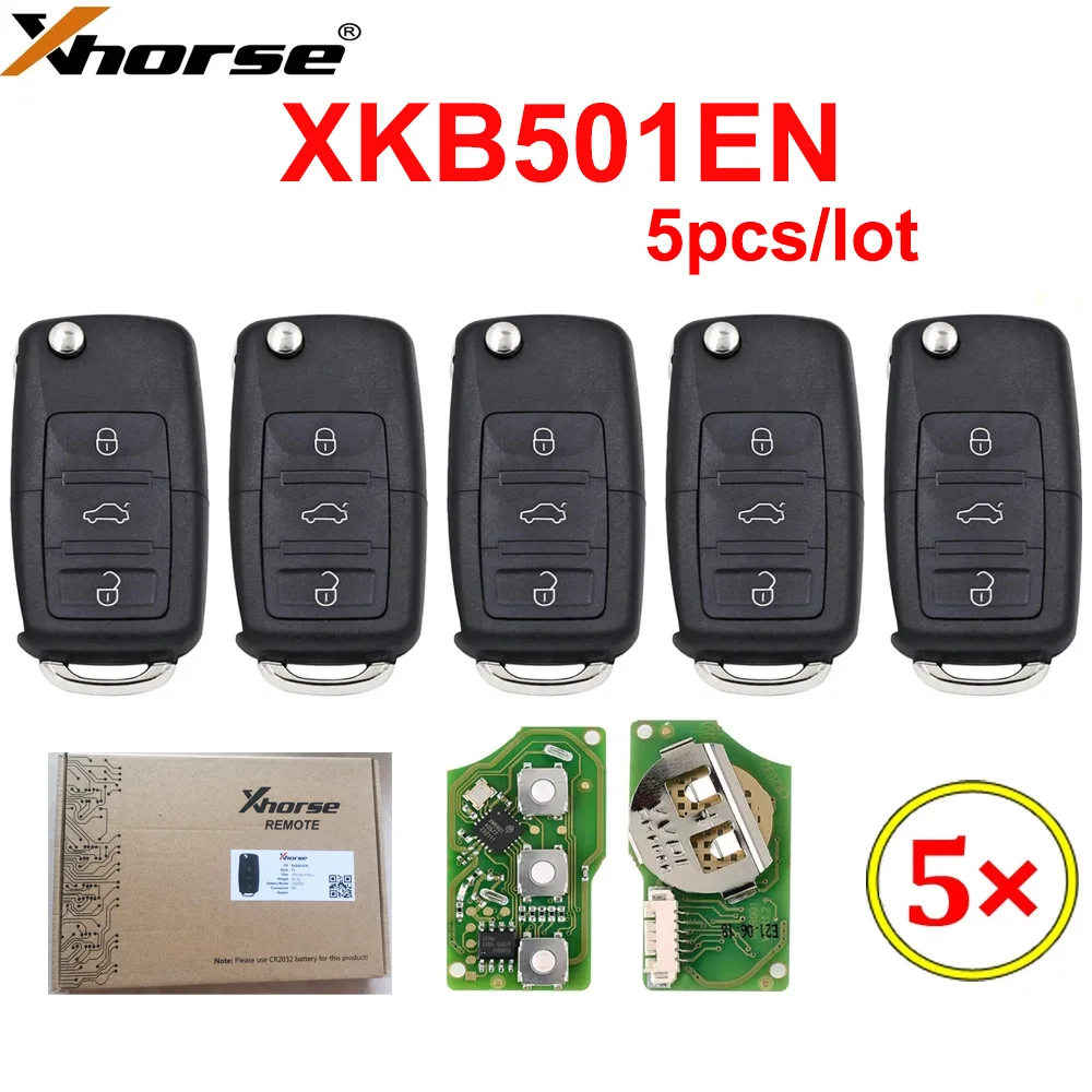 

5Pcs/lot Xhorse VVDI Universal Wire Remote XKB501EN XK Series Car Key for VVDI2 / VVDI Mini / Key Tool Max for B5 Style