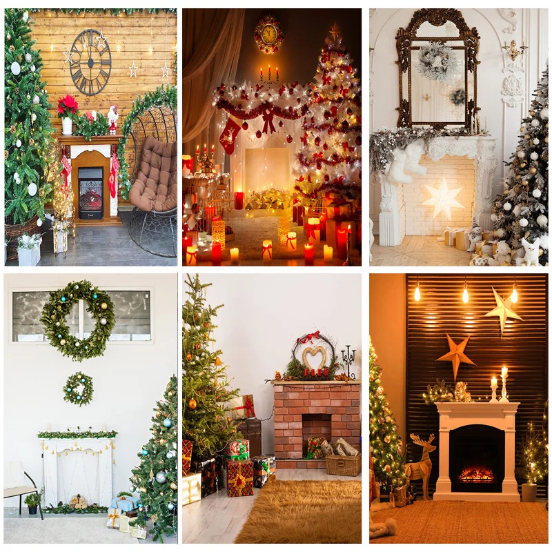 

SHENGYONGBAO Christmas Indoor Theme Photography Background Fireplace Portrait Backdrops For Photo Studio Props YXSD-13