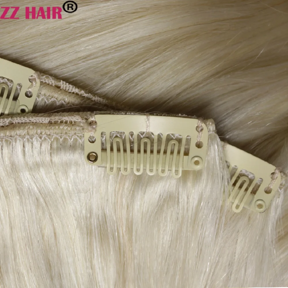ZZHAIR 16"-28" Human Remy Hair Extensions Clips-in 60g-200g Three Pieces 3pcs Set 1x15cm 2x10cm Natural Straight