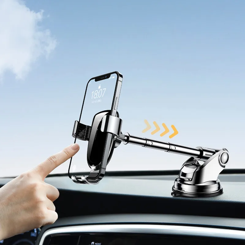 

Telescopic Car Phone Holder Stand GPS Mount Stand For iPhone 13 12 11 Pro Max Xiaomi Huawei Samsung Cellphone Charging Bracket