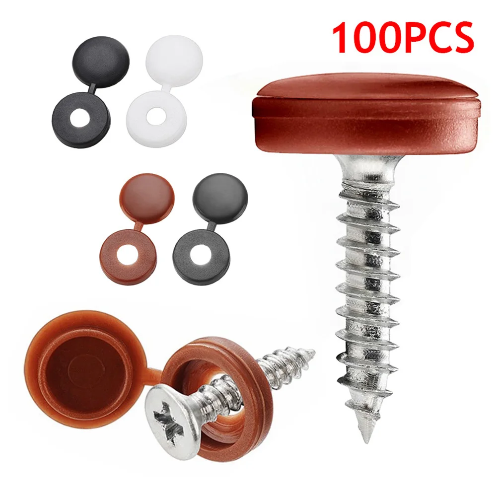 

100Pcs Nails Screw Caps Plastic Protective Covers 7 Colors Phillips Screw Decorative Cover Cross Screw Folding Cap