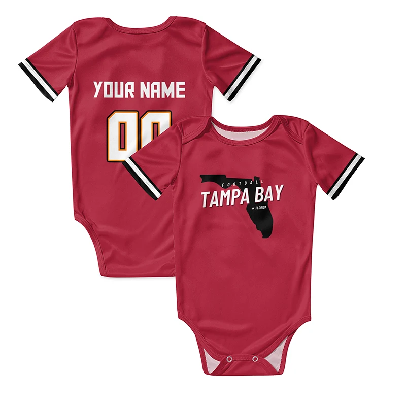 Red Baby Romper American Football Fans Infant Wear Playsuit Newborn Clothes Sublimation Blanks Rugby Jumpsuit Overalls