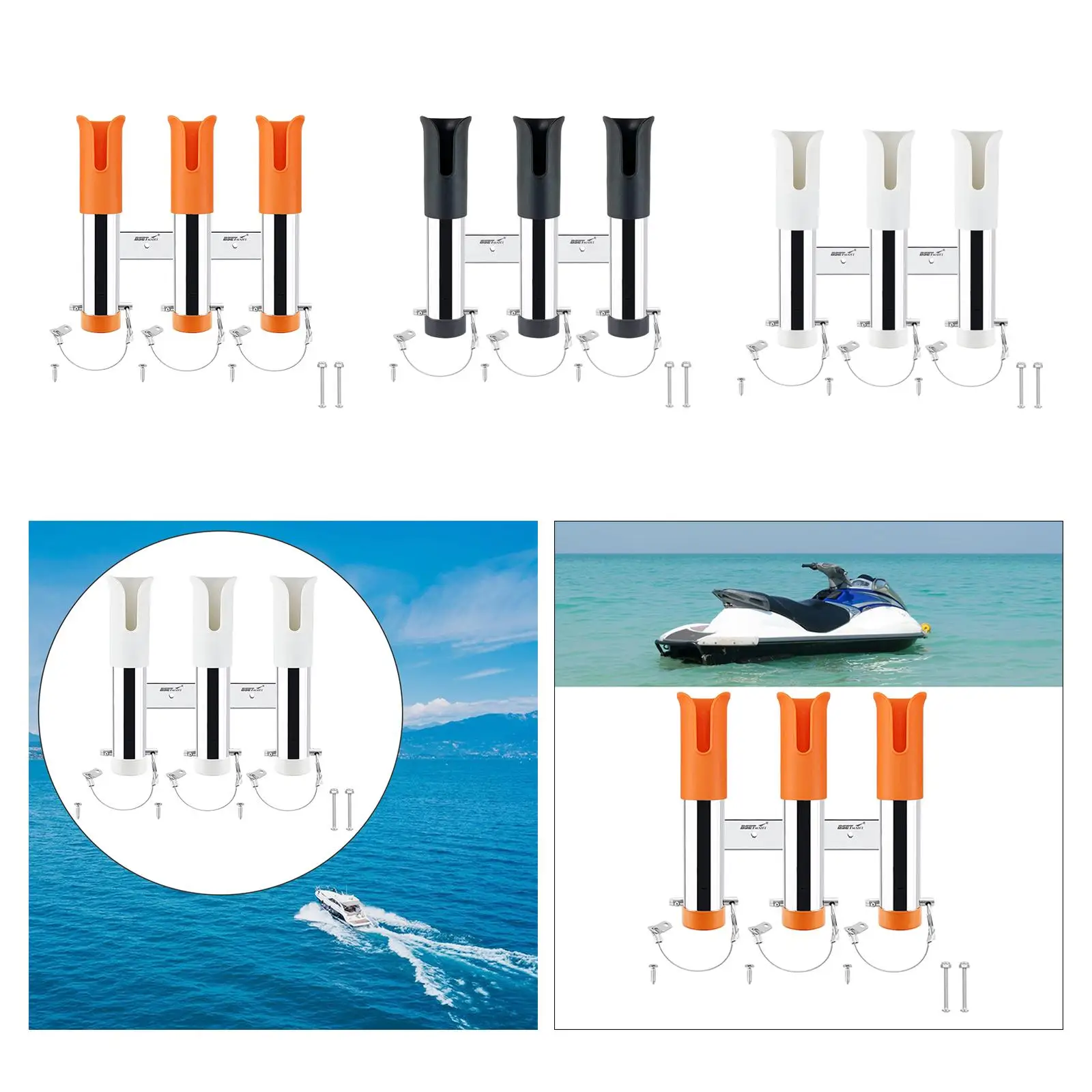 Fishing Rod Holders Rack Rest Gift,Triple Hole Marine Equipment Fishing Rod Rack Fishing Pole Holder for Boat Trailer