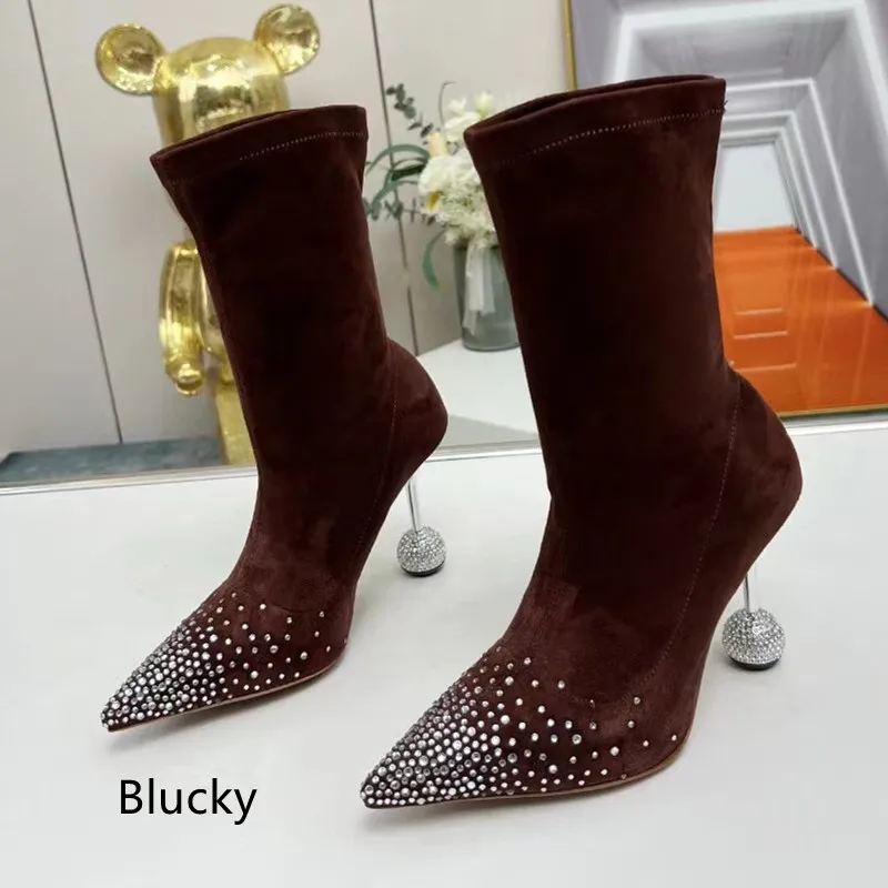 

Женские осенние новые облегающие эластичные сапоги на толстом каблуке, трикотажные черные дышащие модные офисные короткие сапоги