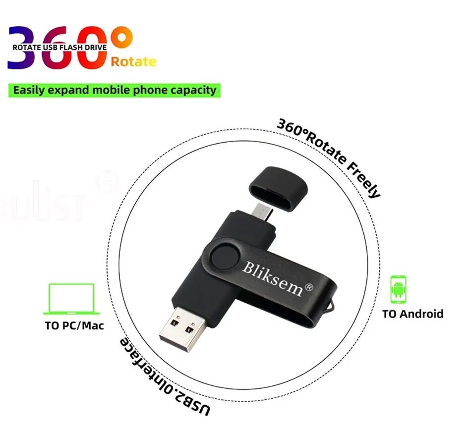 Bliksem OTG Flash Drive 32GB 64GB High Speed USB2.0 for PC Mobile Phone USB Metal Mini Pen Drive 32GB USB Flash Drive 64GB