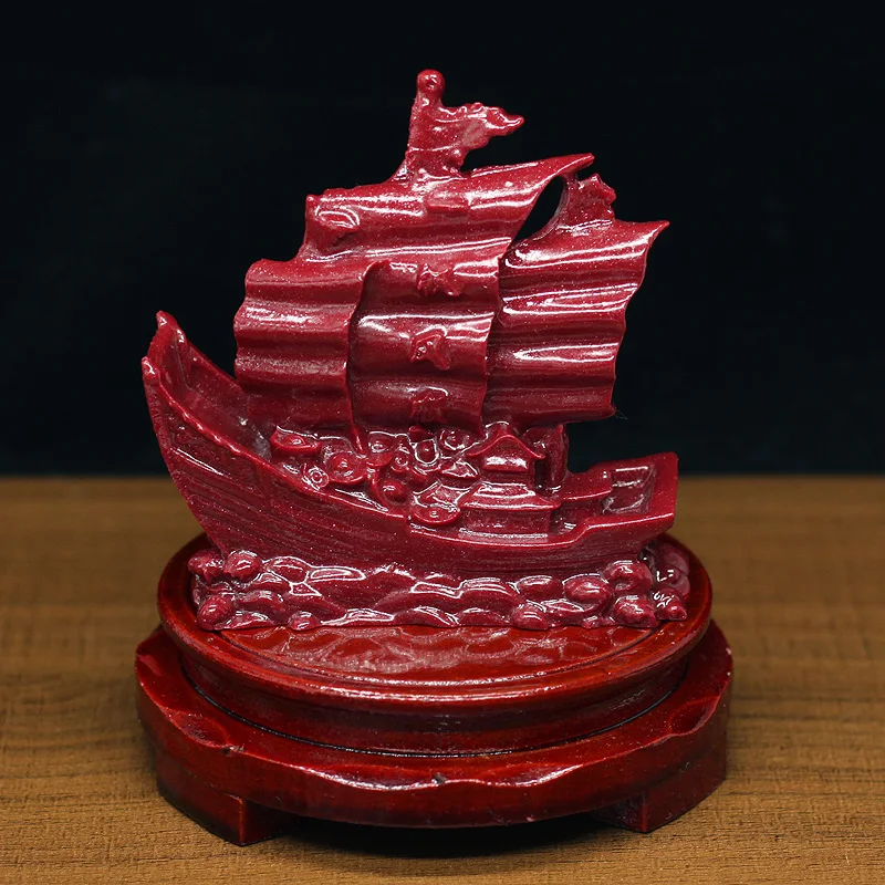 

Zisha smooth sailing ornaments students graduation creative study cinnabar boat stone figurines home decor
