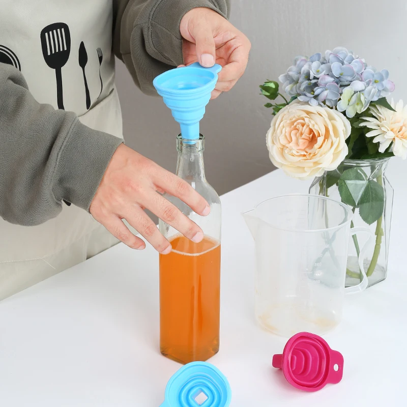 Square Mouth Funnel Silicone Collapsible Easy Hang Filling Bottoms Liquid Transfer Sub Assembly Tool Kitchen Accessories filling funnel