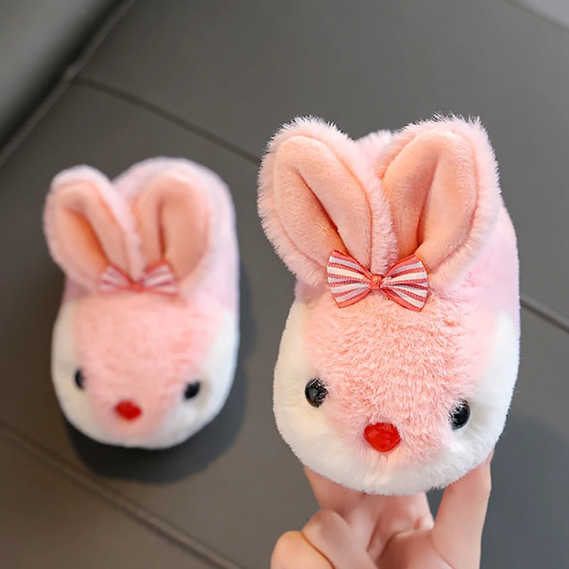 Children's Plush Slippers Girls Autumn Winter Kids Slides Indoor Home Non-Slip Warm Cotton Shoes