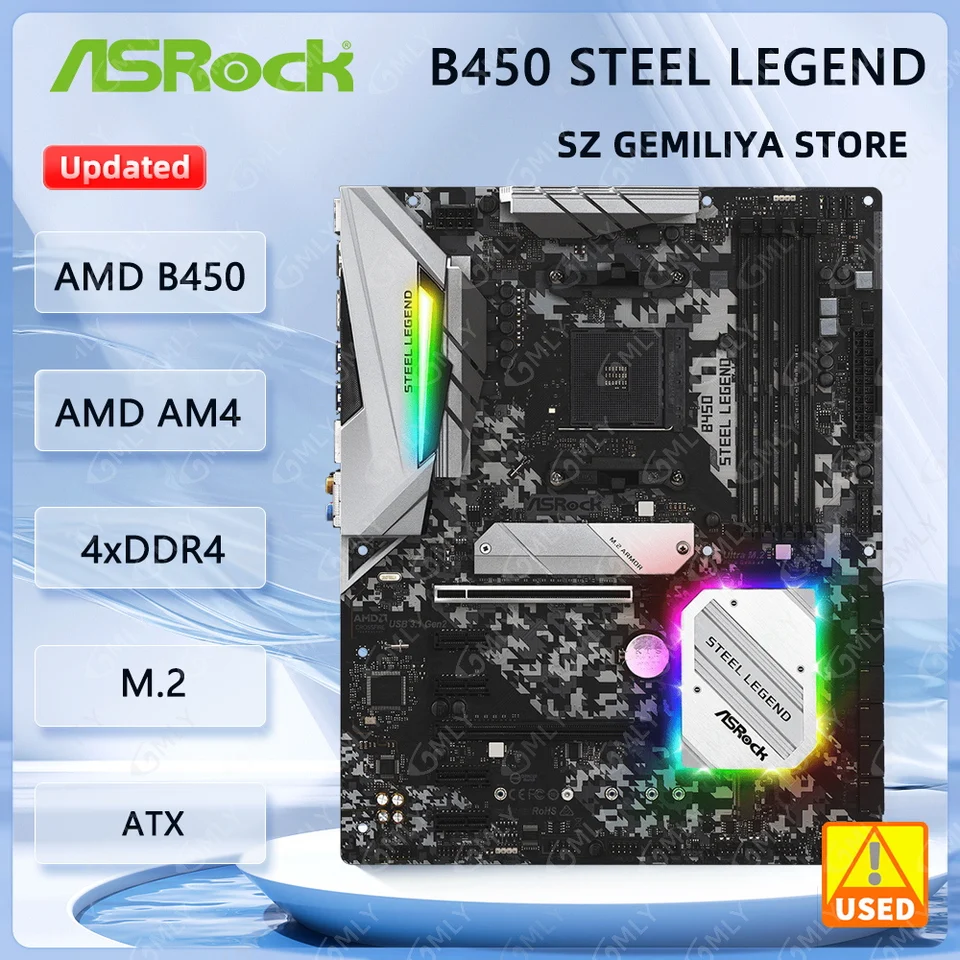 ASROCK B450 STEEL LEGEND Motherboard AMD B450 AMD DDR4 AM4 ASROCK B450 STEEL LEGEND Motherboard AMD B450 AMD DDR4 AM4