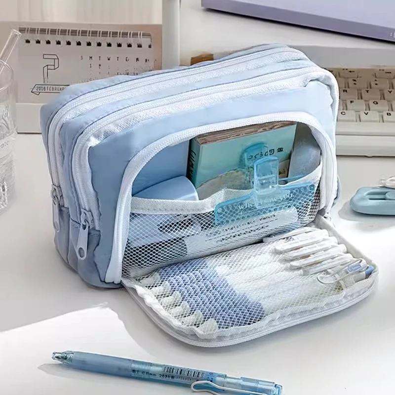 

Girl Summer Pink Pencil Bag Aesthetic School Cases Large Capacity Pen Case Korean Stationery Holder Bag School Supplies