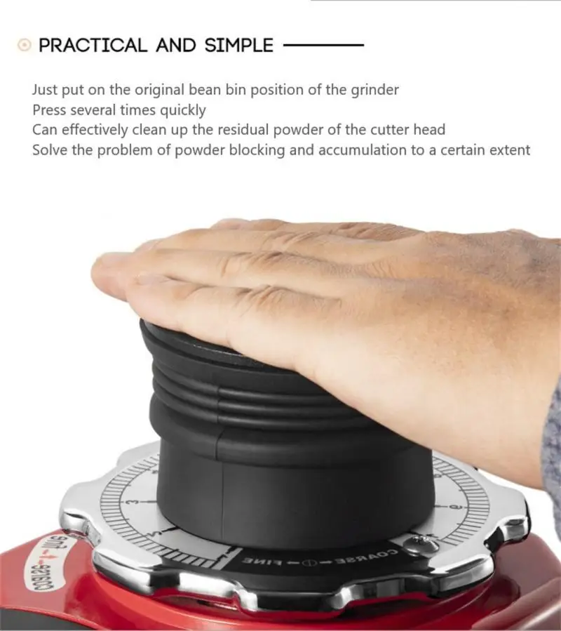 Grinder Press And Blow To Clean Up The Remaining Powder Of The Grinding Disc Small Bean Bin Coffee Grinder Powder Kitchen Tools