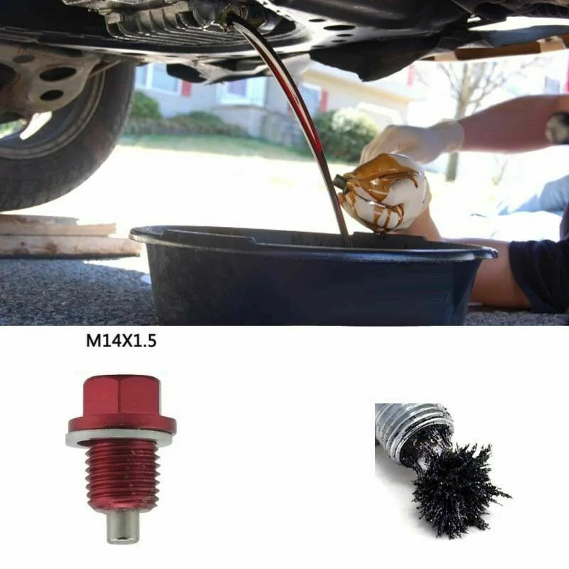 M14 x1.5 Magnetic Oil Drain Plug Aluminum CNC Craft with Drain Bolt Crush Washer Replacement for Honda Accord Civic CR-V Odyssey