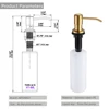 500ML Gold Liquid Soap Dispenser Kitchen Sink Countertop Stainless Steel Built in Hand Soap Dispenser Pump Large Capacity 17 OZ 2