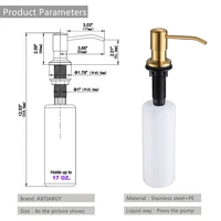500ML Gold Liquid Soap Dispenser Kitchen Sink Countertop Stainless Steel Built in Hand Soap Dispenser Pump Large Capacity 17 OZ 2