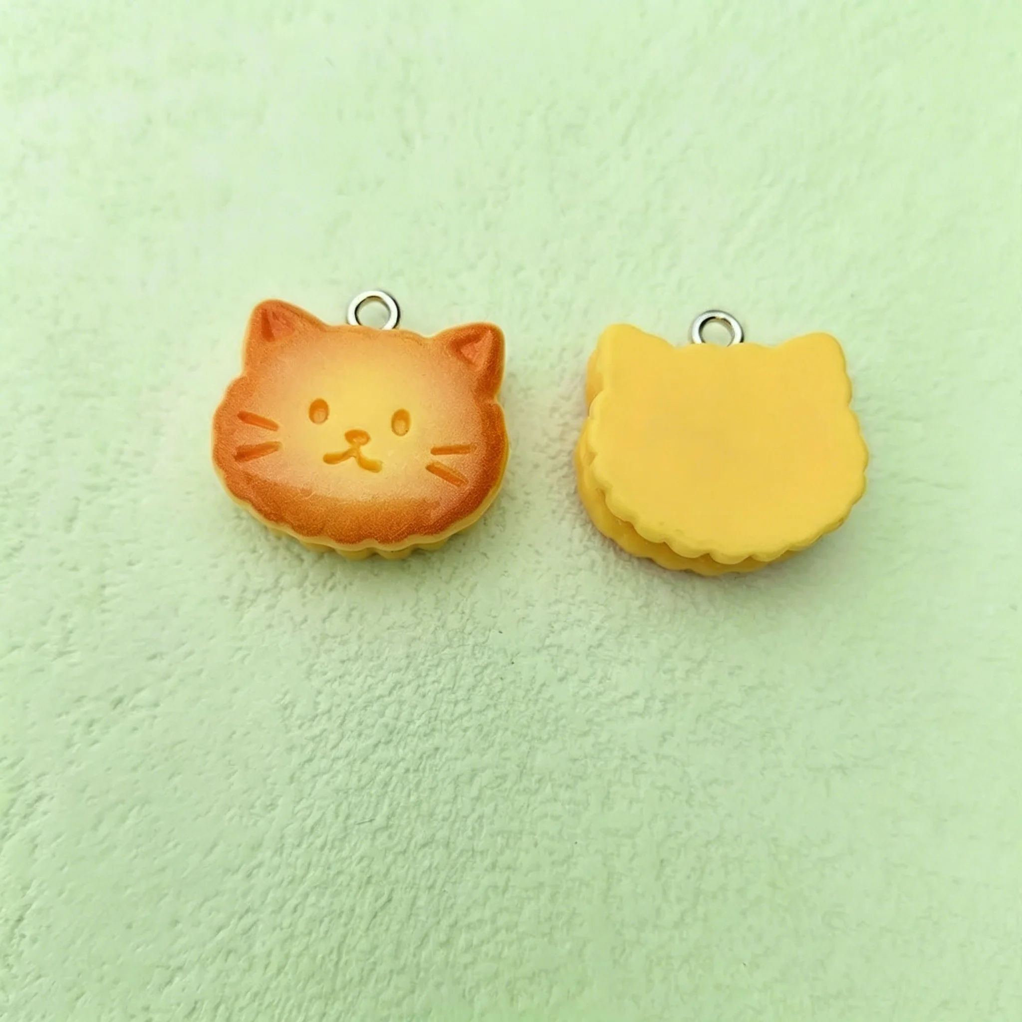 10개 귀여운 곰 토끼 빵 참 장식품 - 쥬얼리 제작 및 공예 용품용 레진 펜던트
