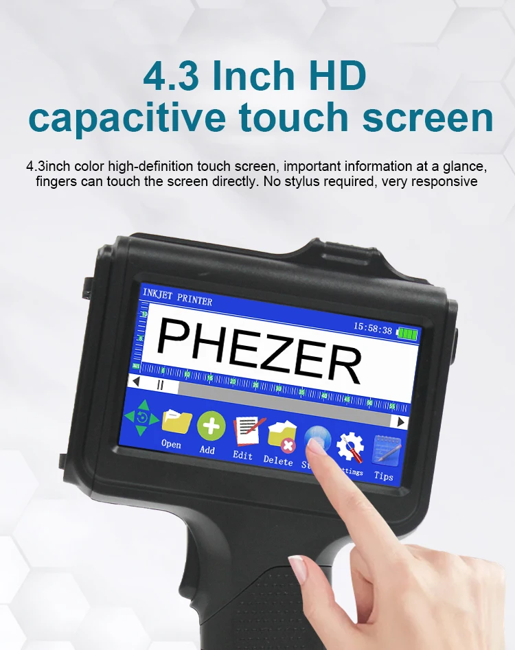 For Hp 12.7mm Portable P19 Handheld Inkjet Printer Three Colors Printer QR Bar