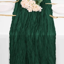 Lilac Purple Boho Rustic Gauze Table Runner for Wedding and Event Decoration (Christmas Green)
