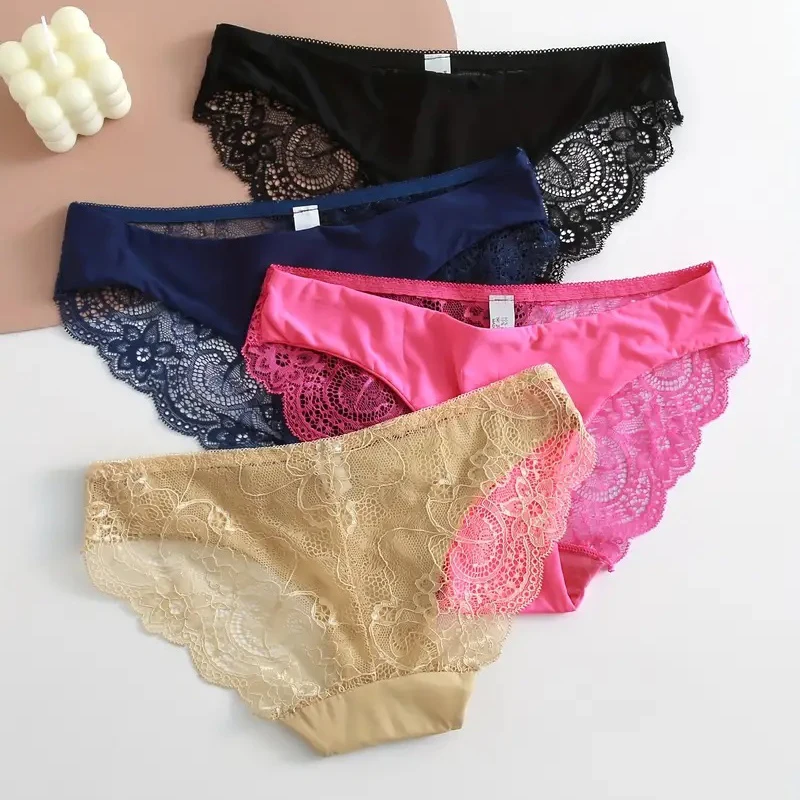 

3pcs/set Women's Seamless Underwear Leopard Intimate Women Sexy Lace Black Floral Panties Seamless Panty