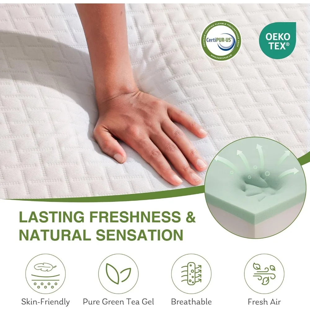 6-inch children's double memory sponge mattress with cooling green tea gel, medium hardness support to relieve pressure 5