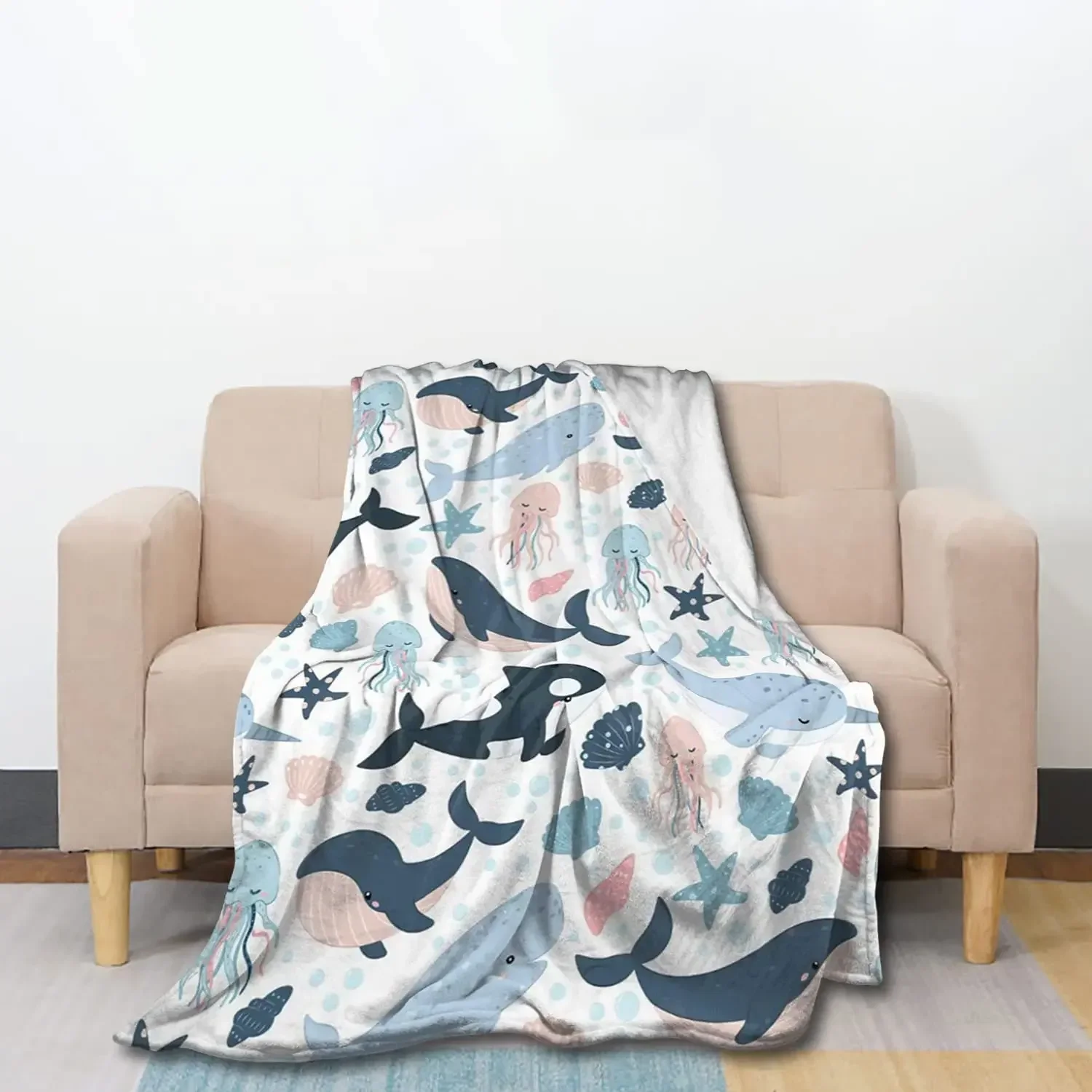 Killer Whale Orca Throw Blanket Ultra Soft Blanket Warm Thin Blanket for Home Bed Couch Blankets Bedspreads for Adults Children 6