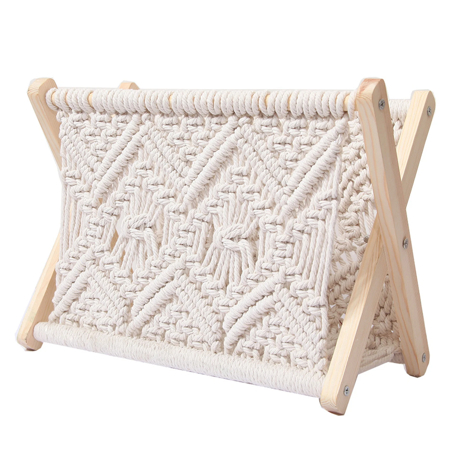 

Storage Rack Newspaper Office Nordic Style Macrame Woven Nursery Home Decor Living Room Basket Desktop Magazine Holder For Books
