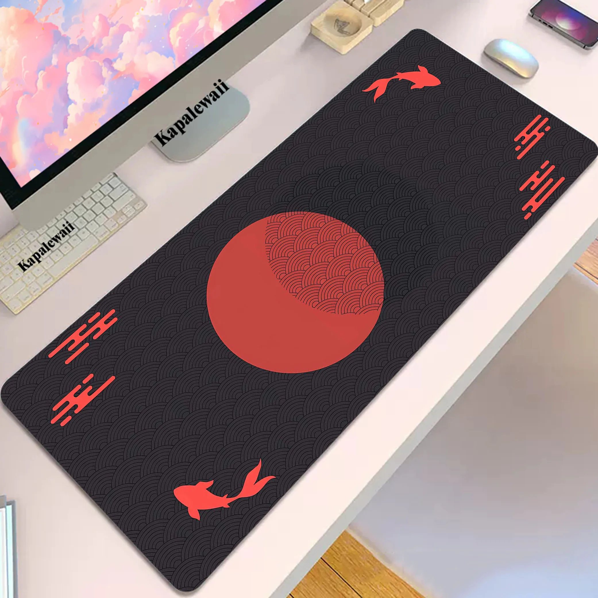 

Japanese Koi Gamer Mousepad Large Gaming Mouse Pad Computer Keyboard Pads Locking Edge Mouse Mat XXL Soft Rubber Desk Mat