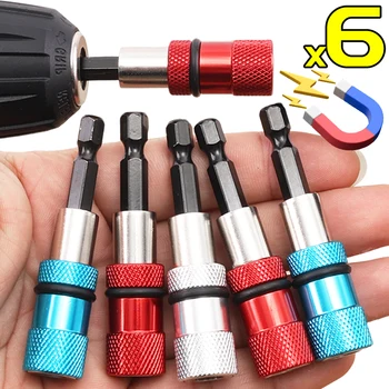 1/6x Hex Shank Magnetic Screwdriver Bit Holder Adjustable Screw Depth Extension Bar 1/4 Inch Power Drill DIY Tool Quick Release