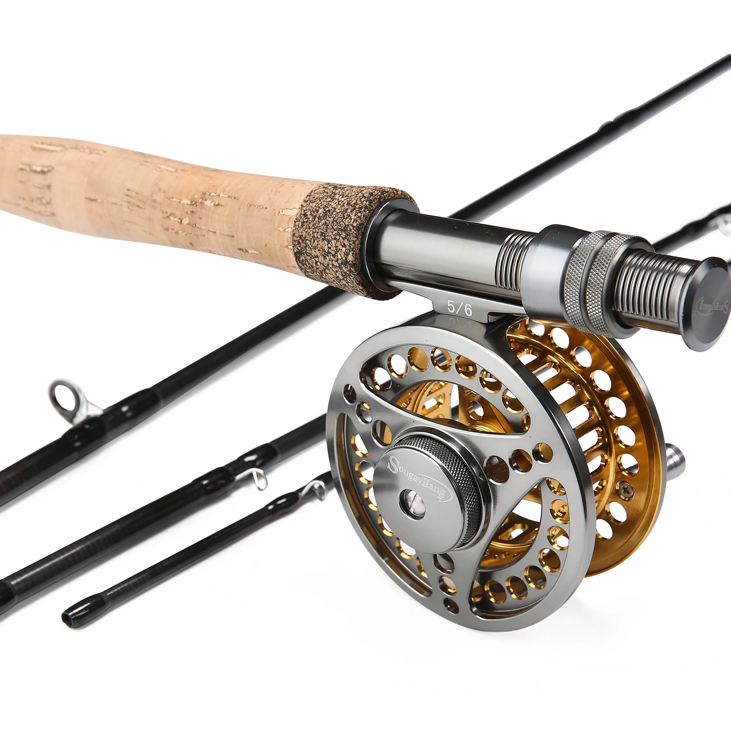 Sougayilang Fly Fishing Rod Reel Combos with Lightweight Portable Fly Rod  and 5-6 CNC-machined Aluminum Alloy Fly Reel