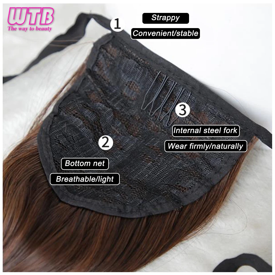 WTB Synthetic Wig Ponytail Female Long Curl Bandage Slightly Curly Ponytail Braid Fashion Natural Wig For Women