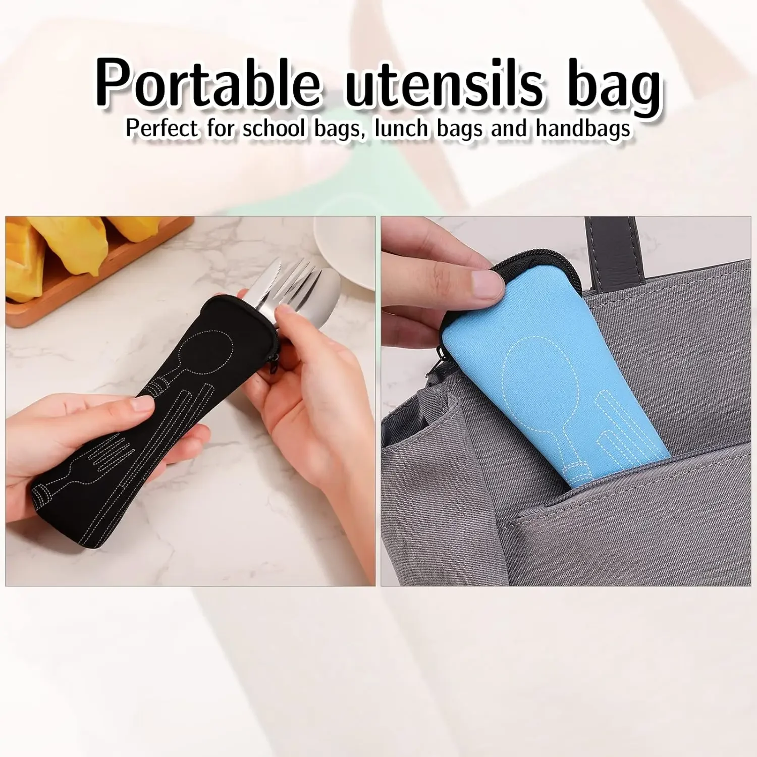 Portable Cutlery Bag with Zipper Cutlery Box Storage Bag Camping Storage for Kids Tableware Travelling Picnic School tableware storage bag tableware storage box