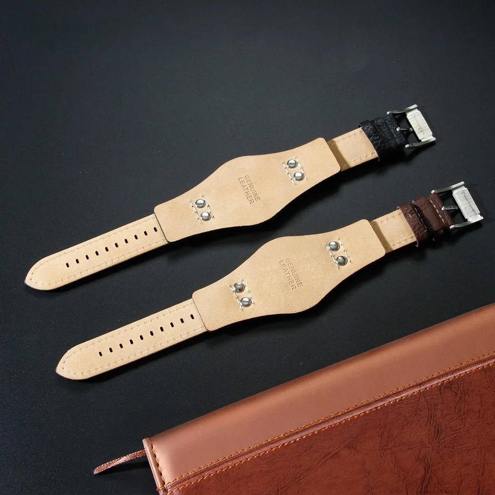 Men's Retro Style Genuine Leather Watch Strap, 22mm, Comfortable Wristband